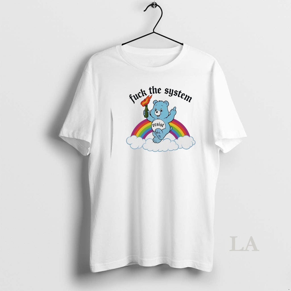Original Bear Fuck The System Resist Rainbow - Adult & Kids T-Shirts, Sweatshirts & Hoodies apparel design preview 1