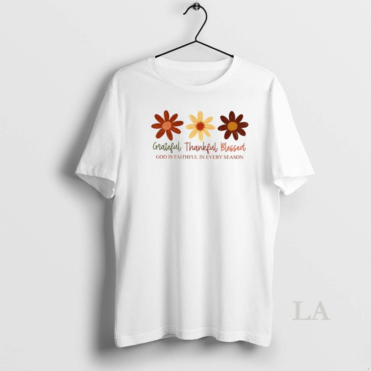 Original Boho Fall Floral Christian Grateful Thankful - Adult & Kids T-Shirts, Sweatshirts & Hoodies apparel design preview 1