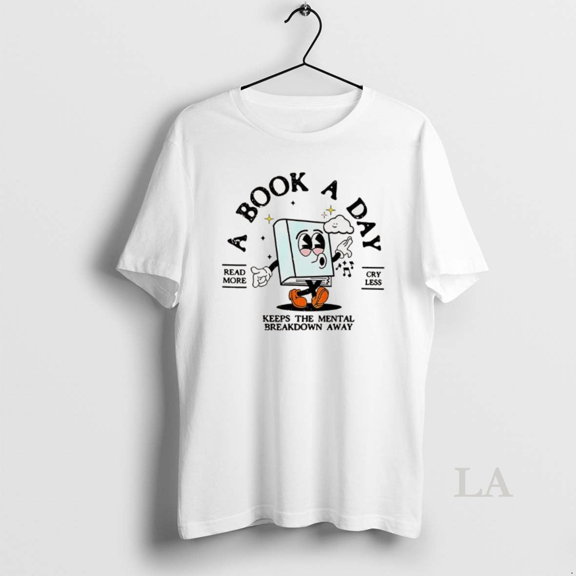 Original Bookish Mental Health Book A Day Retro Read - Adult & Kids T-Shirts, Sweatshirts & Hoodies apparel design preview 1