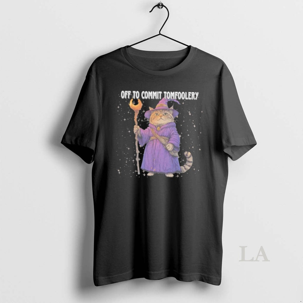 Original Cat Wizard Off To Commit Tomfoolery - Adult & Kids T-Shirts, Sweatshirts & Hoodies apparel design preview 1