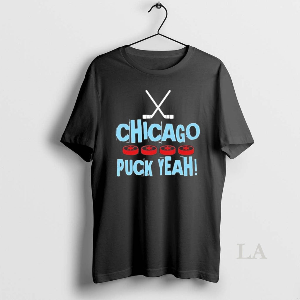 Original Chicago Puck Yea State Flag Hockey - Adult & Kids T-Shirts, Sweatshirts & Hoodies apparel design preview 1