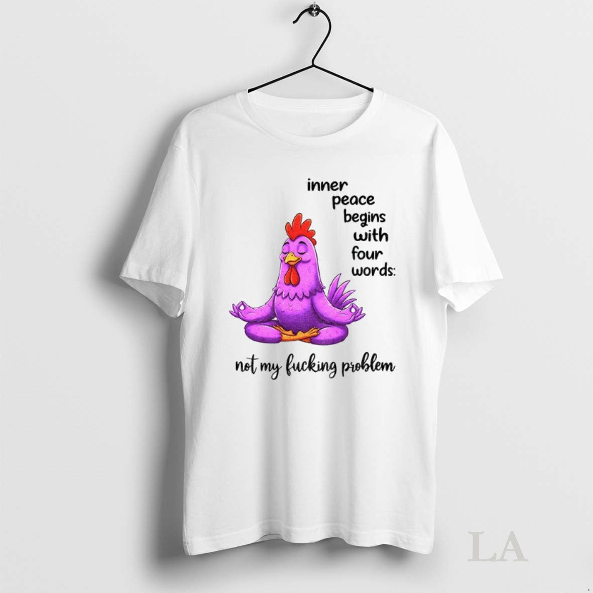 Original Chicken Yoga Inner Peace Begins With Four - Adult & Kids T-Shirts, Sweatshirts & Hoodies apparel design preview 1