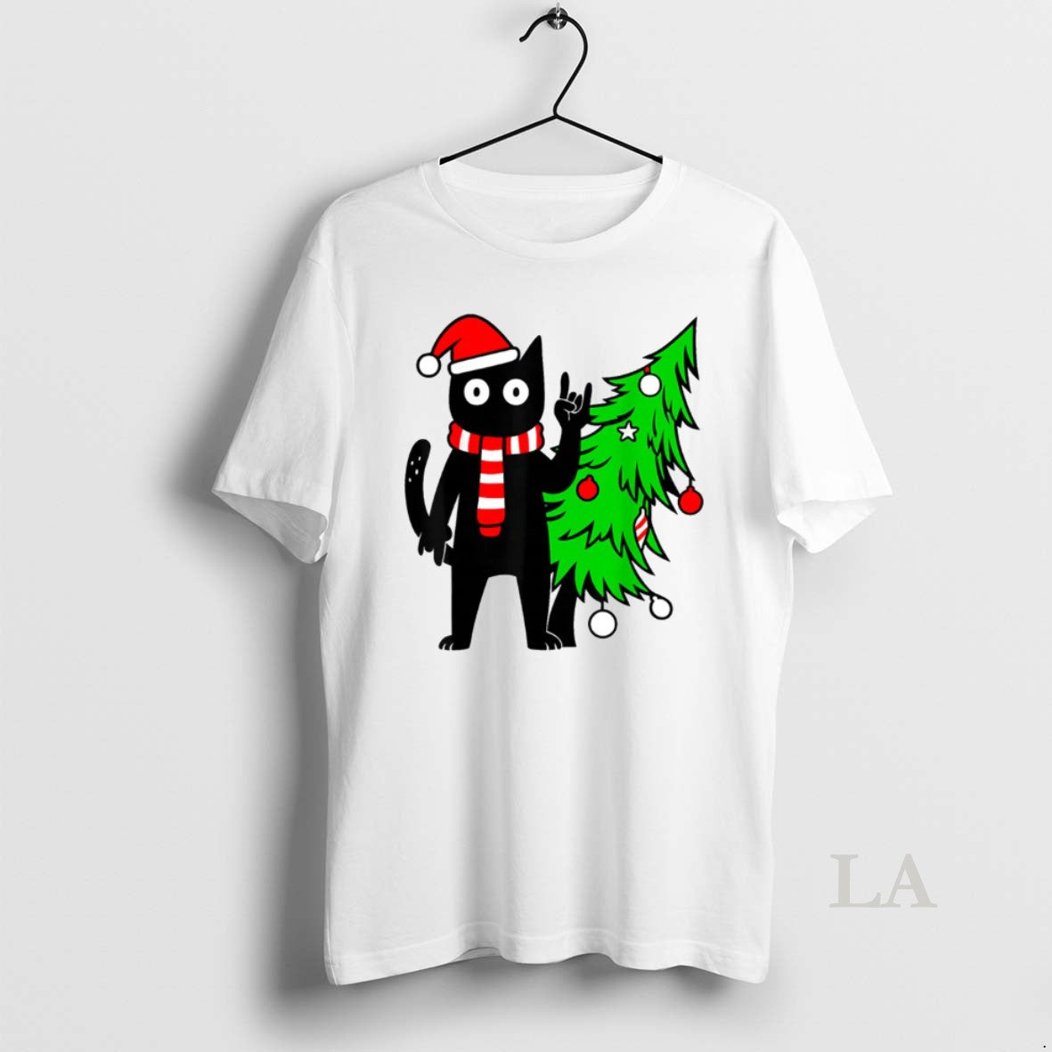 Original Christmas Cat Black Tree - Adult & Kids T-Shirts, Sweatshirts & Hoodies apparel design preview 1