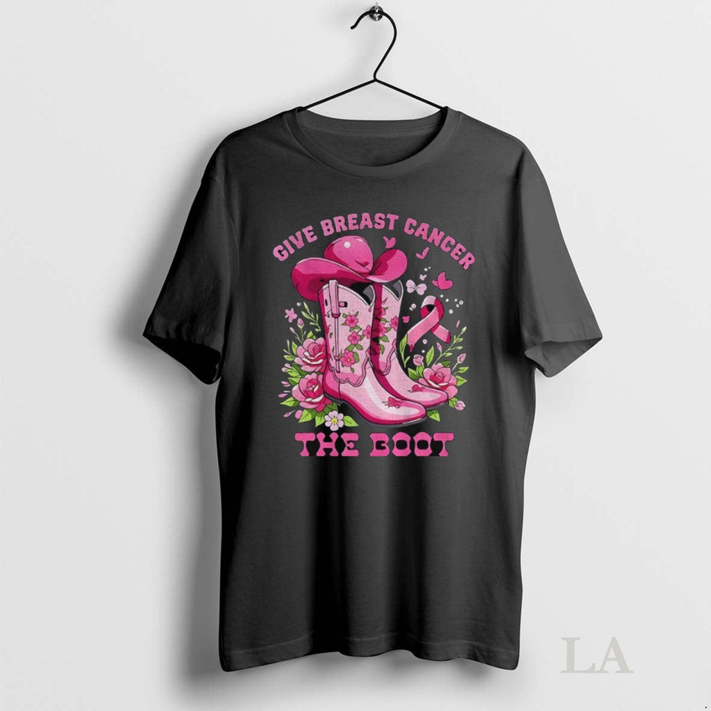 Original Cowboy Boot Give Breast Cancer The Vintage - Adult & Kids T-Shirts, Sweatshirts & Hoodies apparel design preview 1
