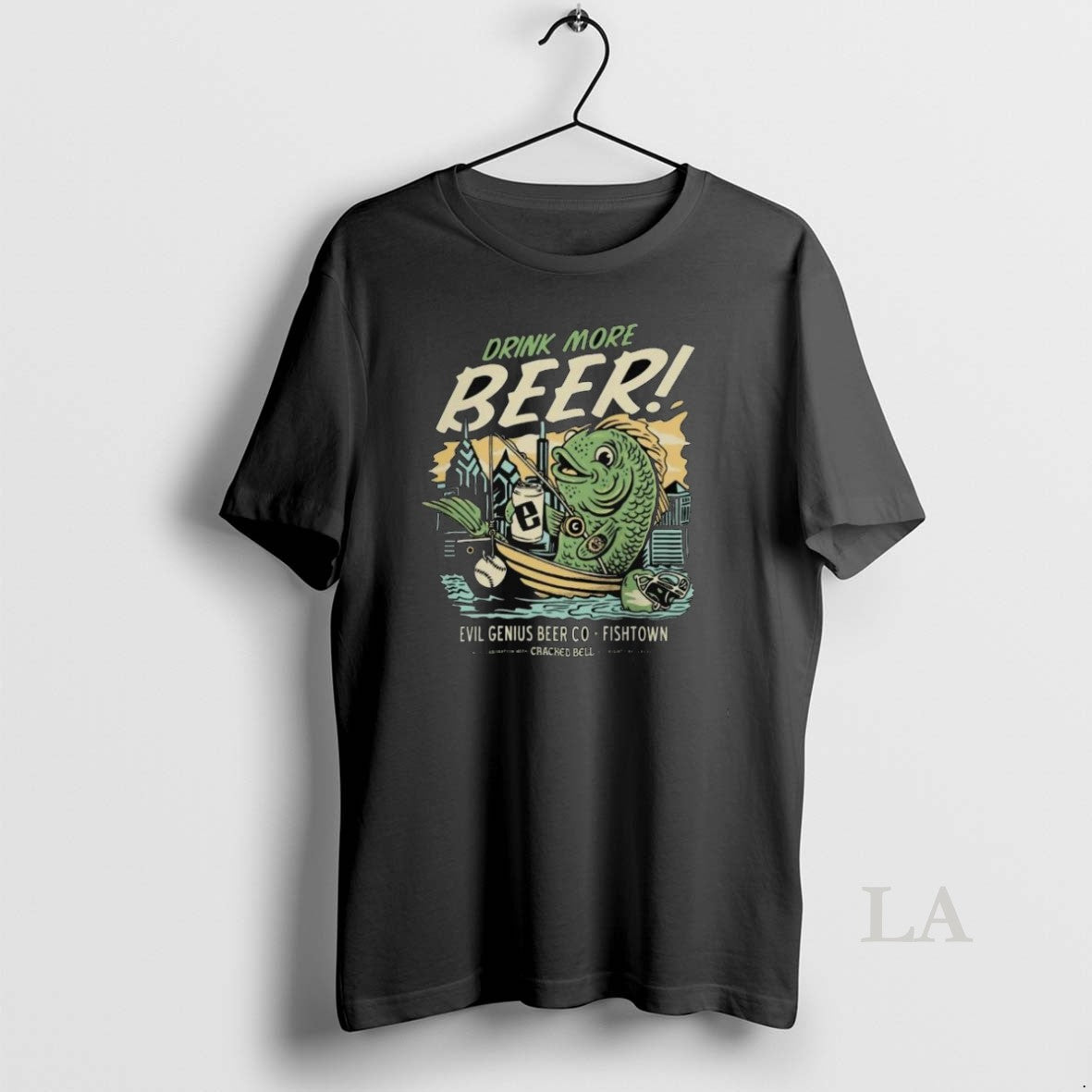 Original Cracked Bell X Evil Genius Drink More Beer - Adult & Kids T-Shirts, Sweatshirts & Hoodies apparel design preview 1