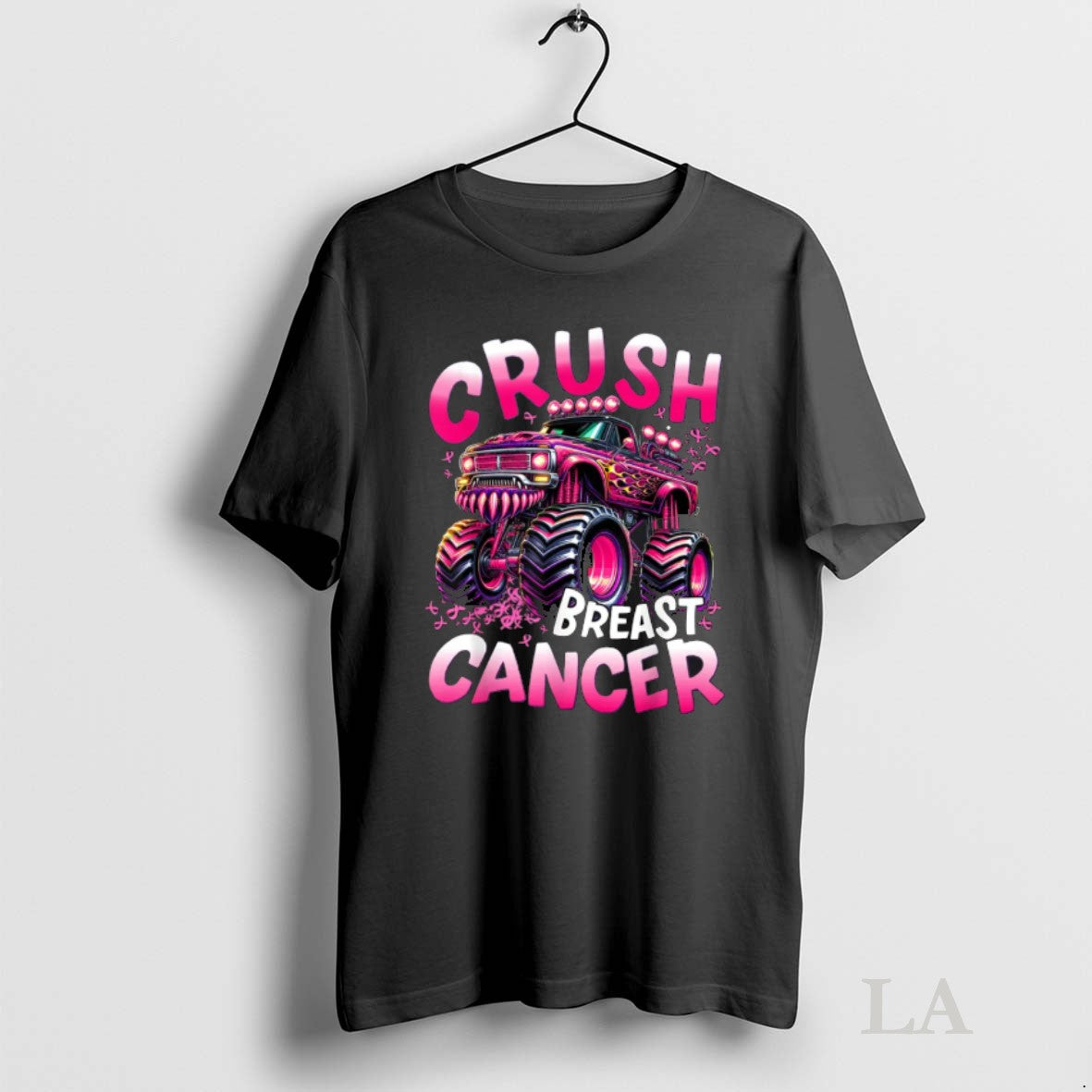 Original Crush Breast Cancer Monster Truck - Adult & Kids T-Shirts, Sweatshirts & Hoodies apparel design preview 1