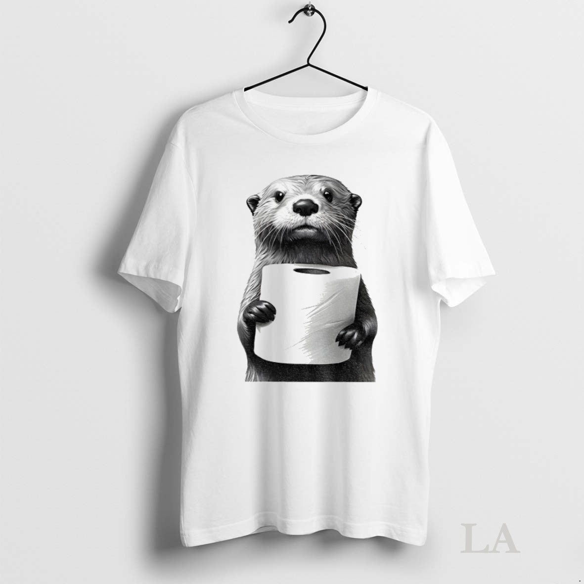 Original Cute Otter Holding Toilet Paper Funny Meme - Adult & Kids T-Shirts, Sweatshirts & Hoodies apparel design preview 1