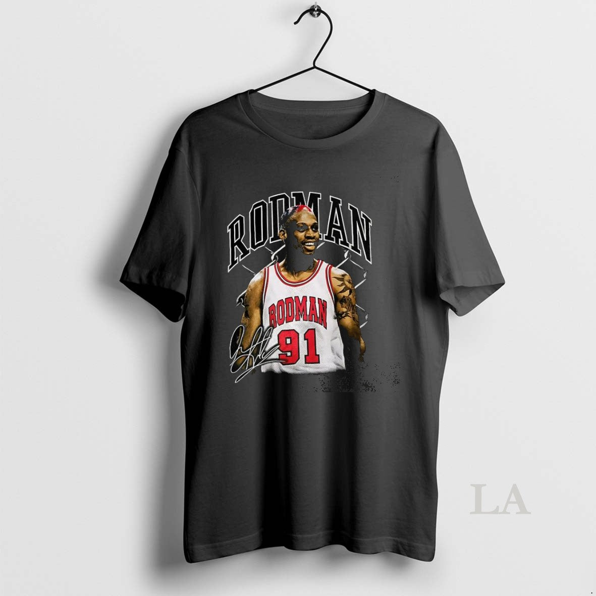 Original Dennis Rodman 91 The Worm Graphic Signature - Adult & Kids T-Shirts, Sweatshirts & Hoodies apparel design preview 1