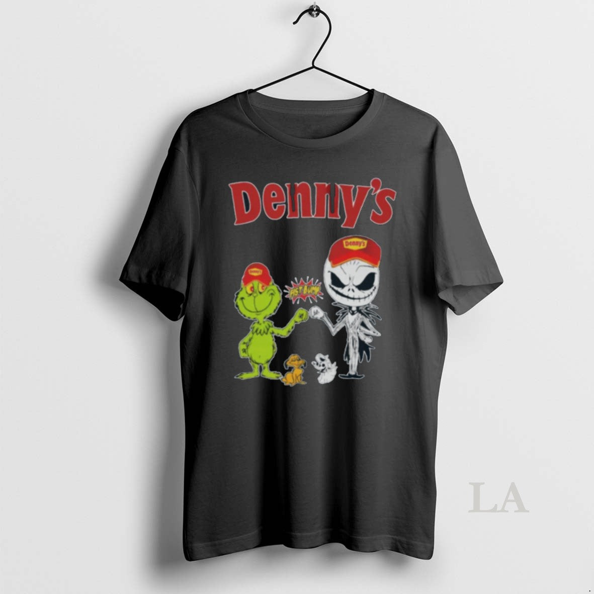 Original Dennys Merch Grinch And Jack Skellington - Adult & Kids T-Shirts, Sweatshirts & Hoodies apparel design preview 1