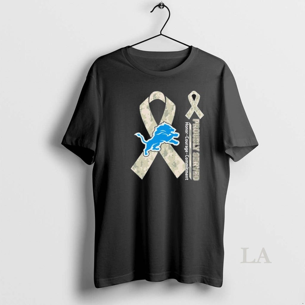 Original Detroit Lions Proudly Served Honor Courage - Adult & Kids T-Shirts, Sweatshirts & Hoodies apparel design preview 1
