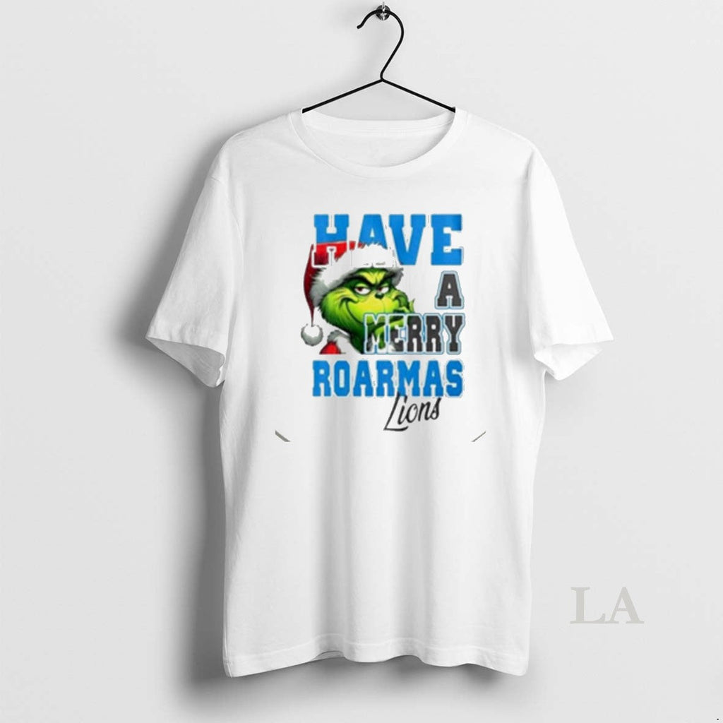 Original Detroit Lions Have A Merry Roarmas Grinch - Adult & Kids T-Shirts, Sweatshirts & Hoodies apparel design preview 1
