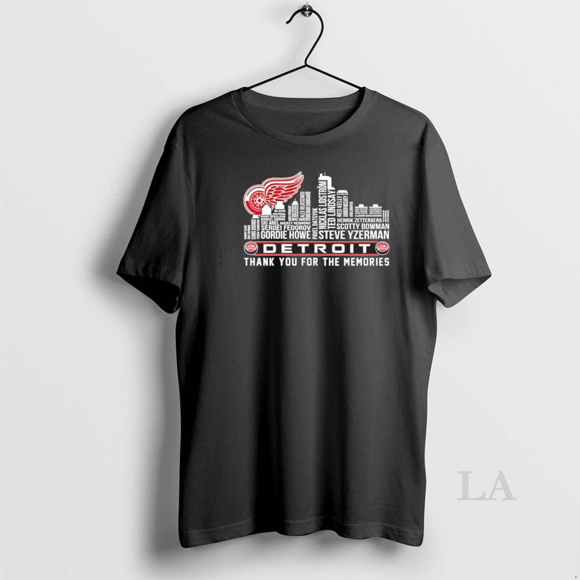 Original Detroit Red Wings Players Names City Skyline - Adult & Kids T-Shirts, Sweatshirts & Hoodies apparel design preview 1