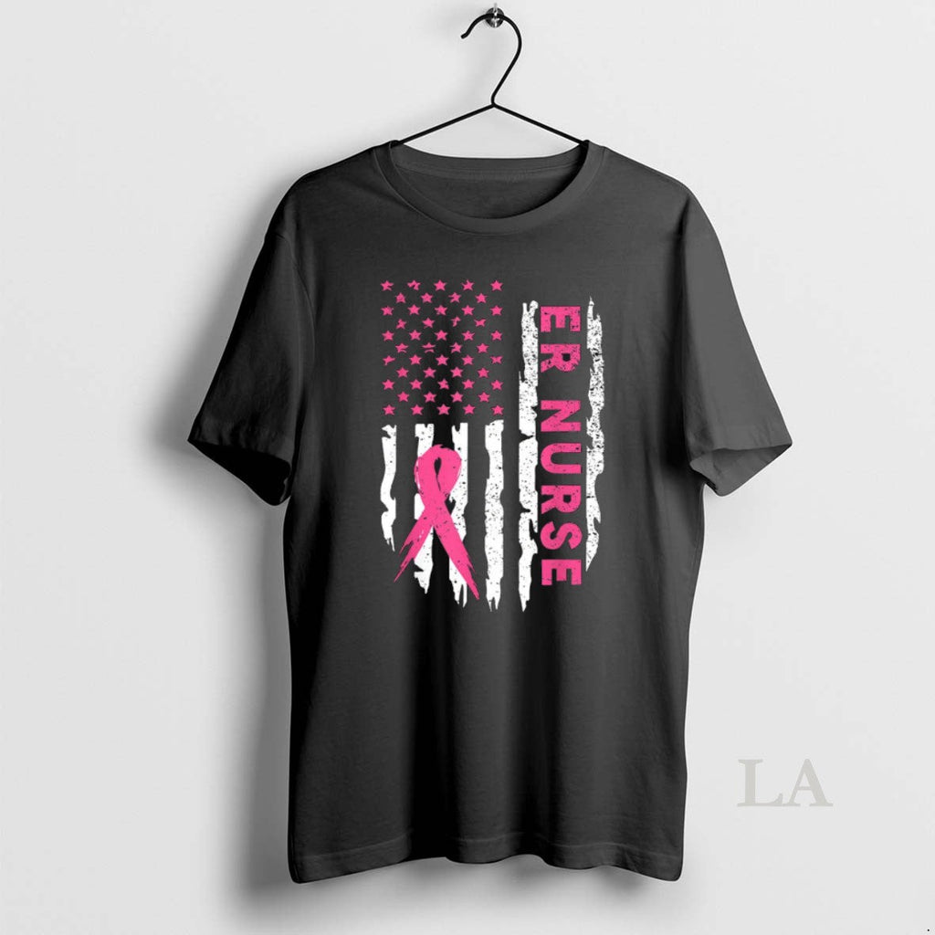Original Er Nurse American Flag Breast Cancer - Adult & Kids T-Shirts, Sweatshirts & Hoodies apparel design preview 1