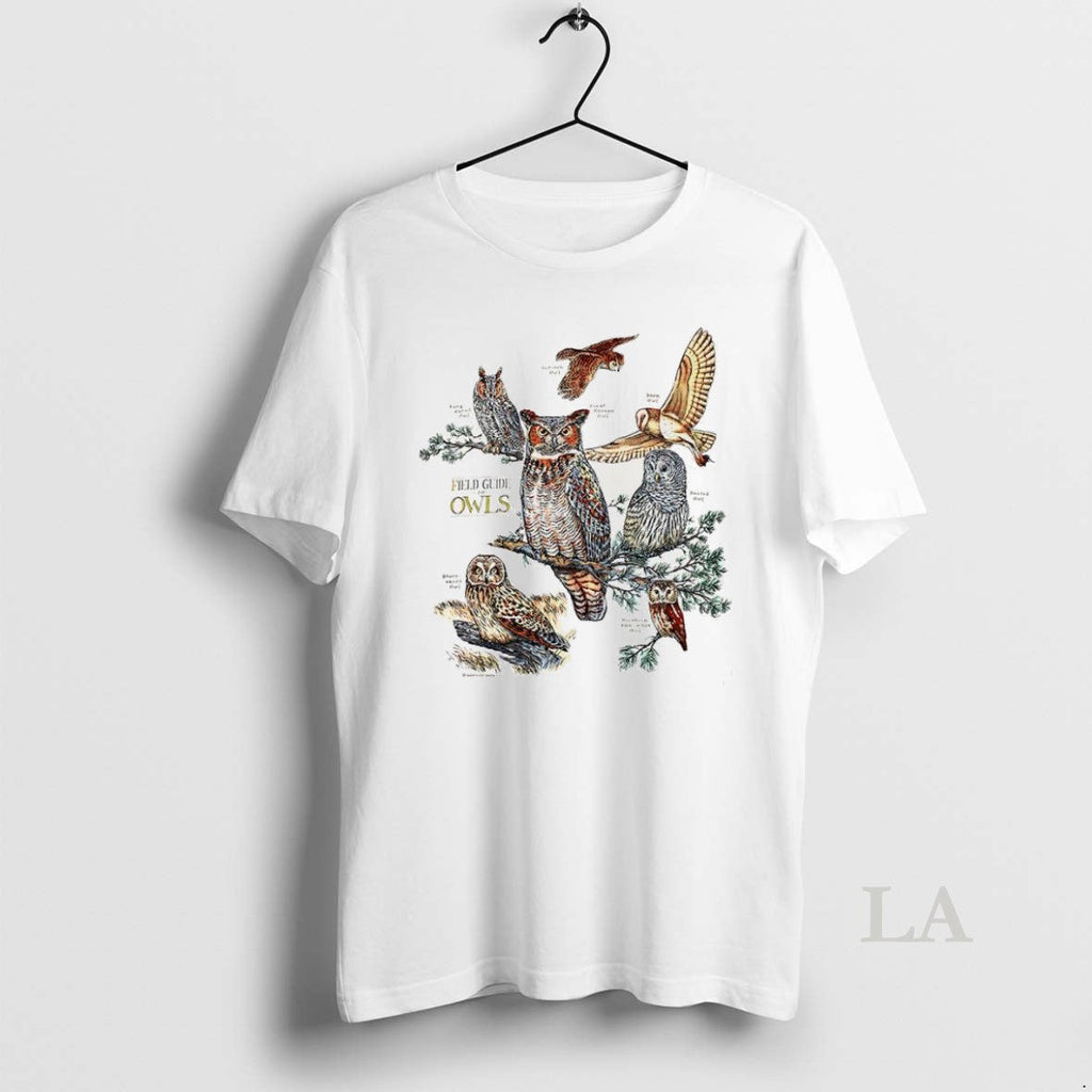 Original Field Guide To Owls Illustration Nature - Adult & Kids T-Shirts, Sweatshirts & Hoodies apparel design preview 1
