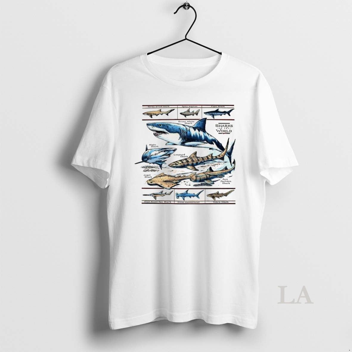Original Field Guide To Sharks Of The World - Adult & Kids T-Shirts, Sweatshirts & Hoodies apparel design preview 1