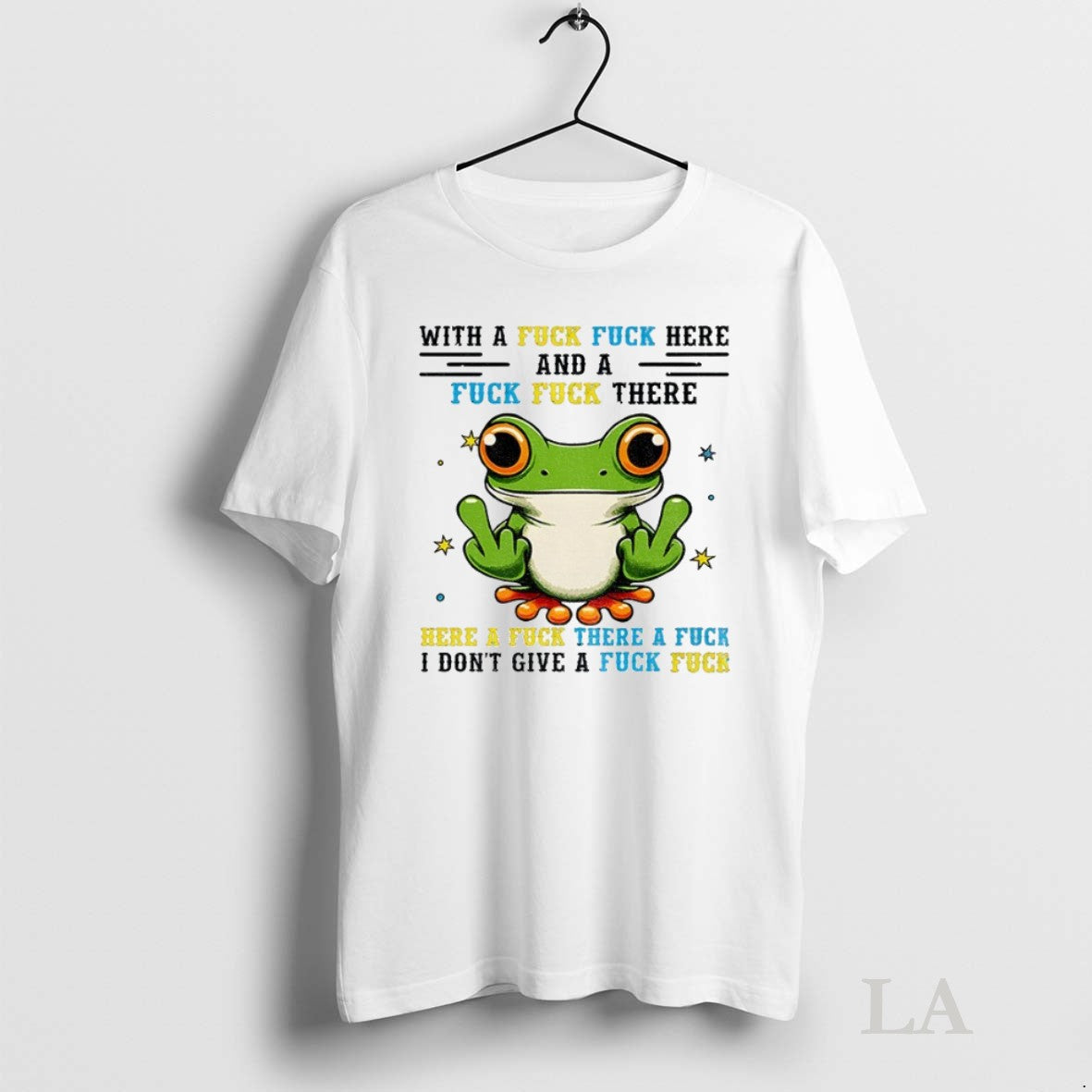Original Frog Middle Finger With A Fuck Here And - Adult & Kids T-Shirts, Sweatshirts & Hoodies apparel design preview 1
