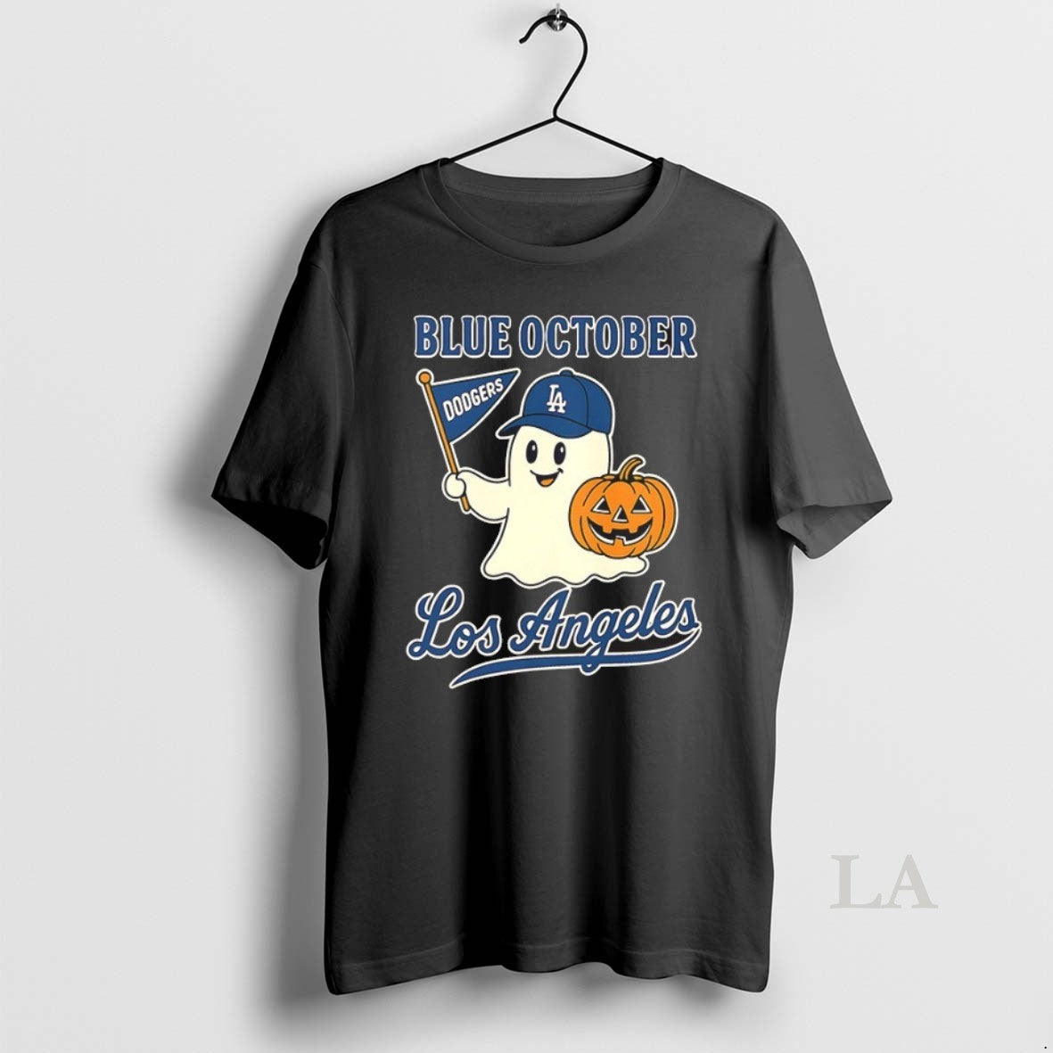 Original Ghost Blue October Los Angeles Dodgers - Adult & Kids T-Shirts, Sweatshirts & Hoodies apparel design preview 1