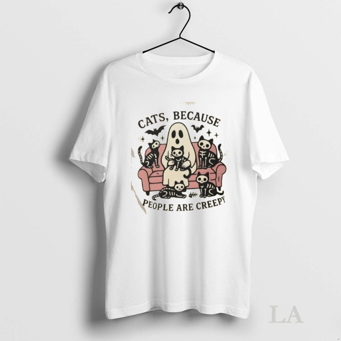 Original Ghost And Cats Because People Are Creepy - Adult & Kids T-Shirts, Sweatshirts & Hoodies apparel design preview 1
