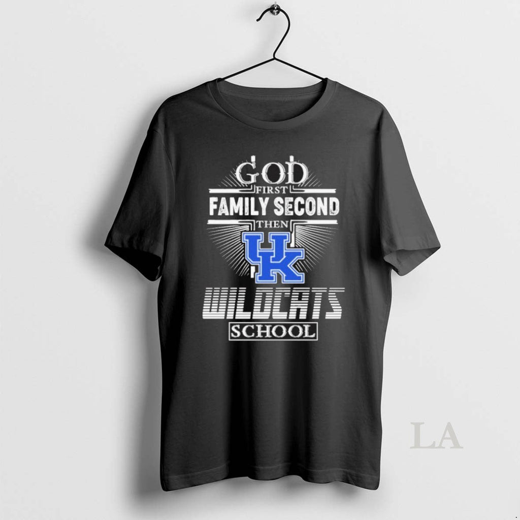 Original God First Family Second Then Wildcats School - Adult & Kids T-Shirts, Sweatshirts & Hoodies apparel design preview 1