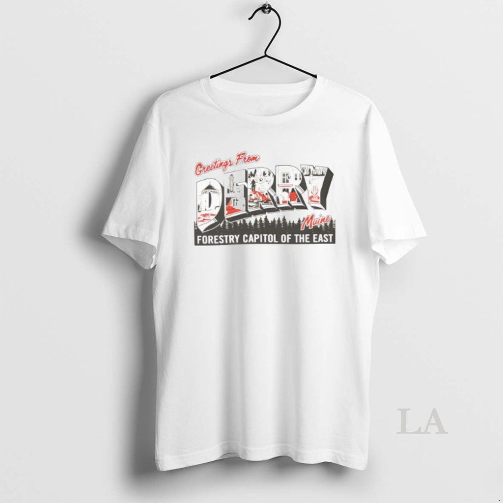 Original Greetings From Derry Maine Forestry Capitol - Adult & Kids T-Shirts, Sweatshirts & Hoodies apparel design preview 1