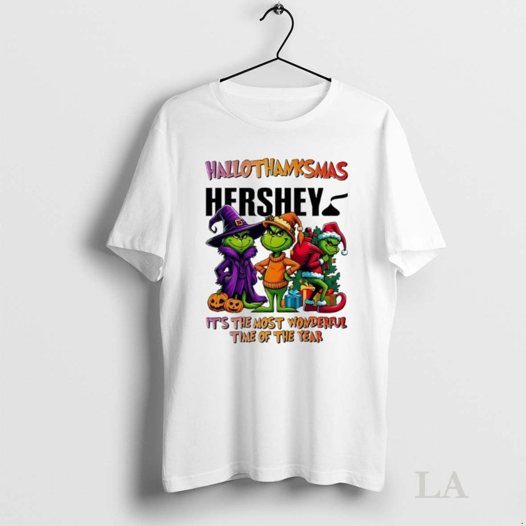 Original Grinch Hallothanksmas X Hersheys Brand Logo - Adult & Kids T-Shirts, Sweatshirts & Hoodies apparel design preview 1