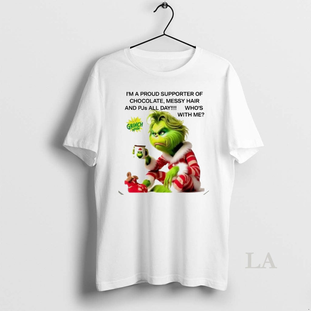 Original Grinch Im A Proud Supporter Of Chocolate - Adult & Kids T-Shirts, Sweatshirts & Hoodies apparel design preview 1
