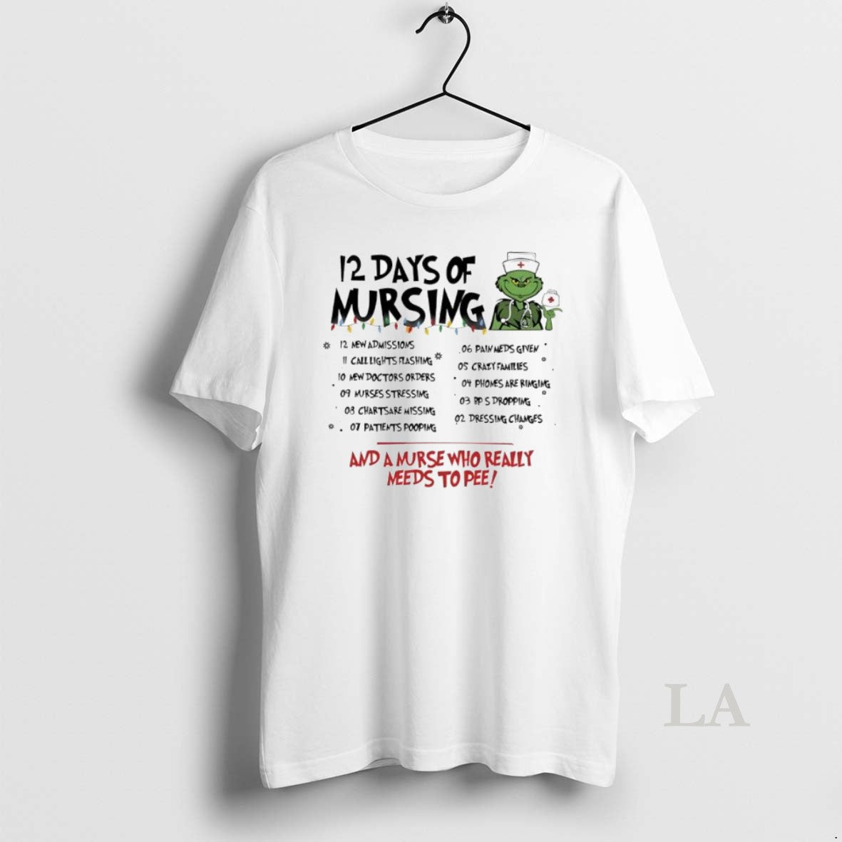 Original Grinch Nurse Christmas 12 Days Of Nursing - Adult & Kids T-Shirts, Sweatshirts & Hoodies apparel design preview 1