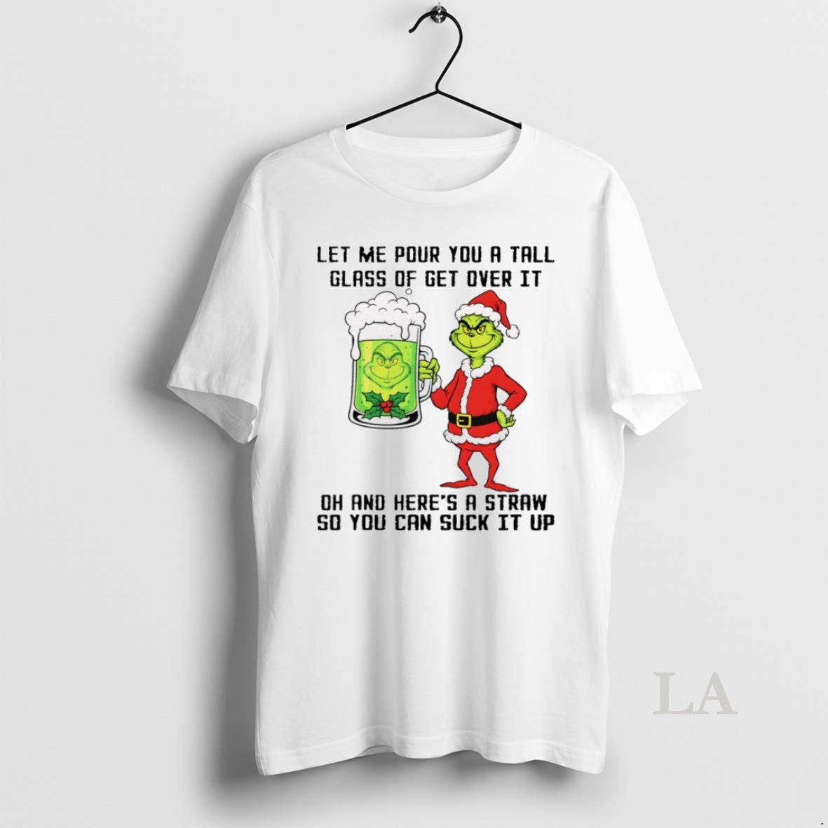 Original Grinch Santa Hat Let Me Pour You A Tall - Adult & Kids T-Shirts, Sweatshirts & Hoodies apparel design preview 1