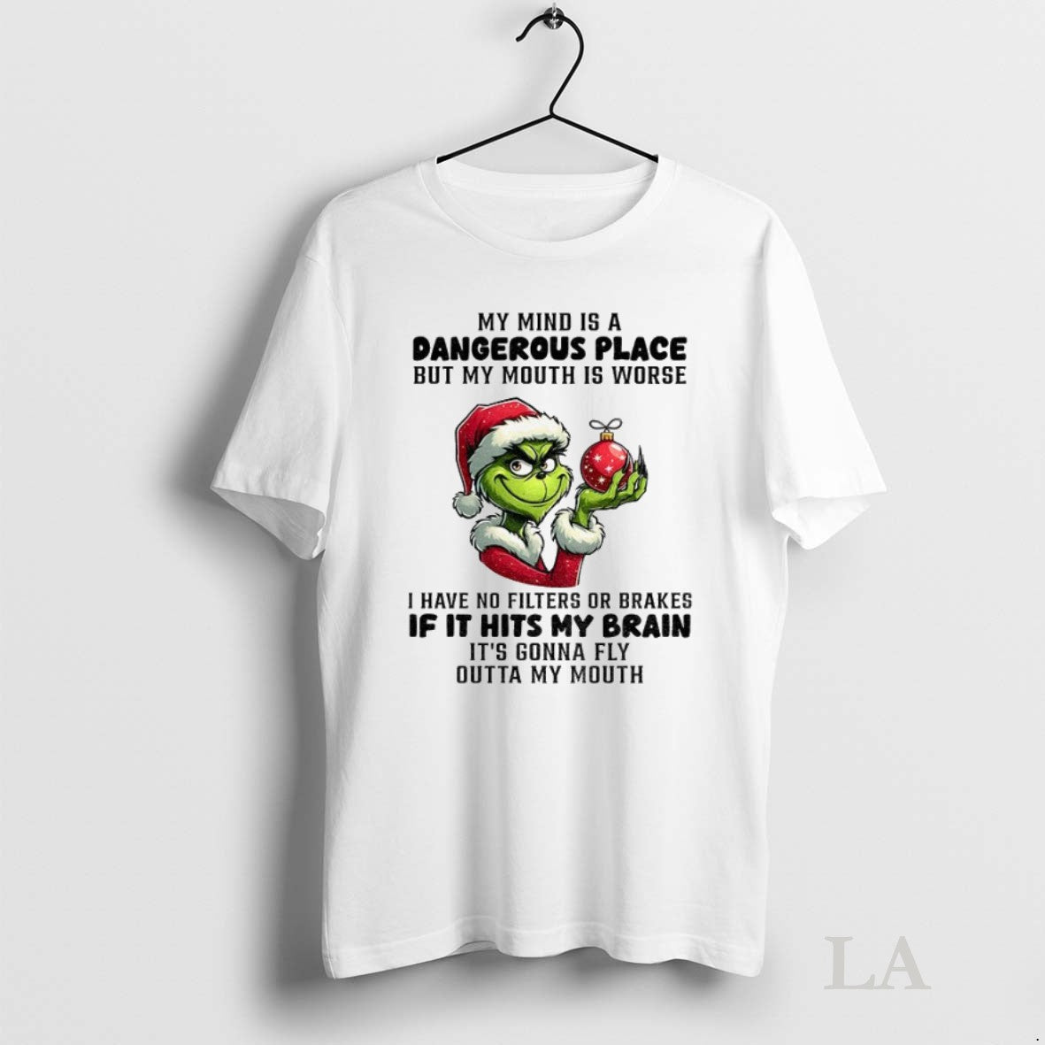 Original Grinch Santa Hat My Mind A Dangerous Place - Adult & Kids T-Shirts, Sweatshirts & Hoodies apparel design preview 1