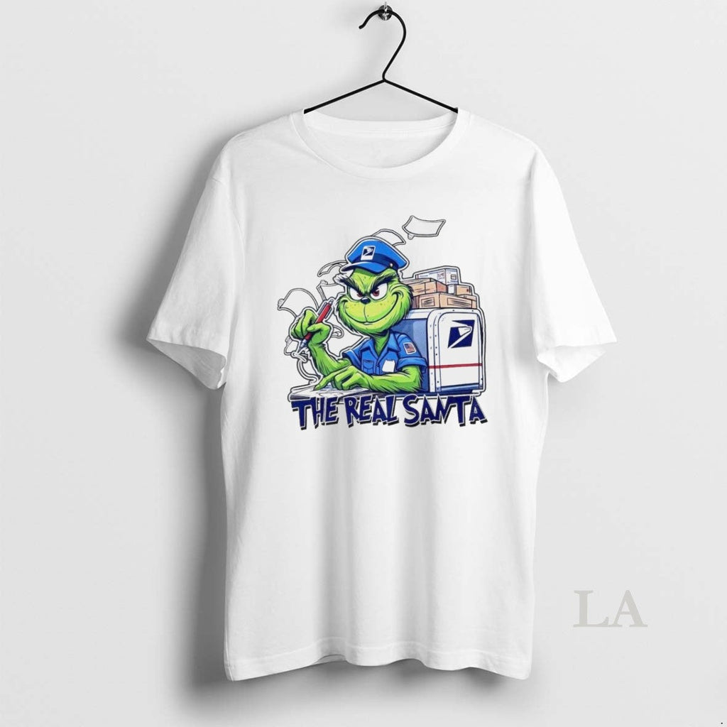 Original Grinch Usps The Real Santa White - Adult & Kids T-Shirts, Sweatshirts & Hoodies apparel design preview 1