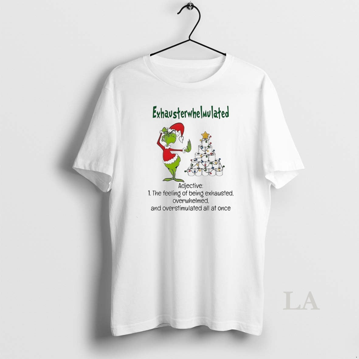 Original Grinch Exhausterwhelmulated Adjective - Adult & Kids T-Shirts, Sweatshirts & Hoodies apparel design preview 1