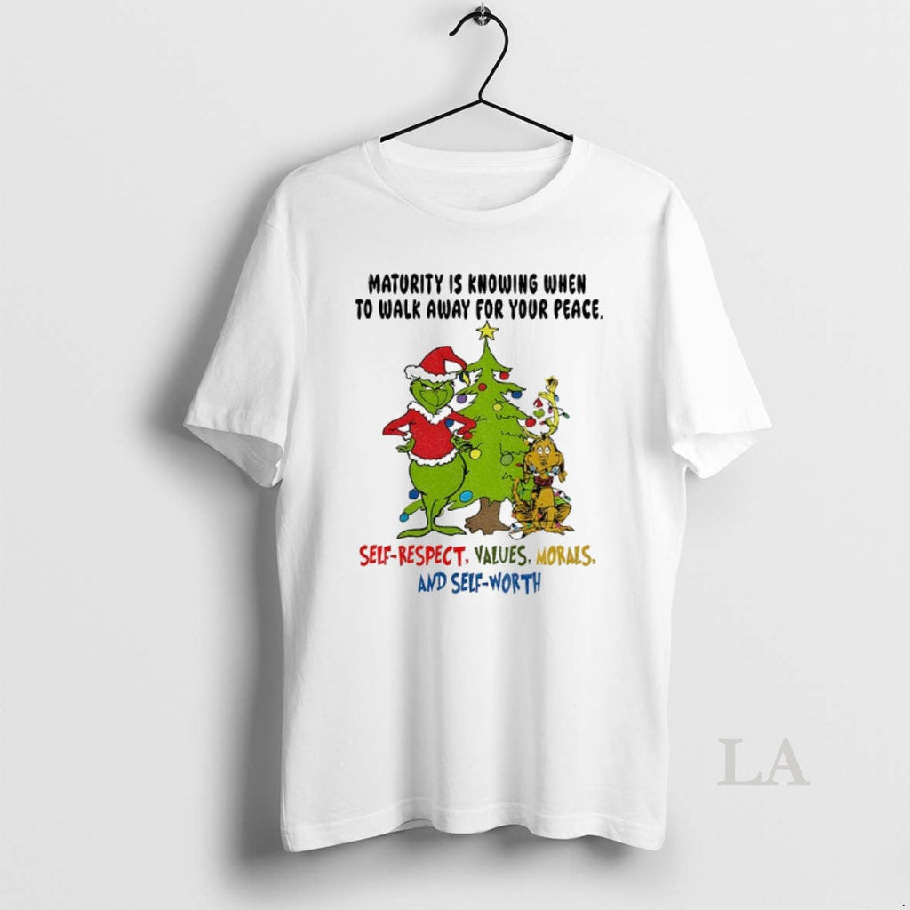 Original Grinch Maturity Is Knowing When To Walk Away - Adult & Kids T-Shirts, Sweatshirts & Hoodies apparel design preview 1