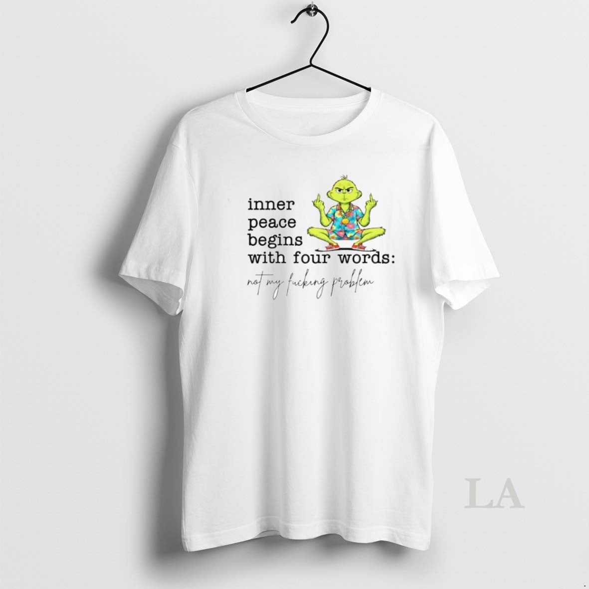 Original Grinch Middle Finger Inner Peace Begins With - Adult & Kids T-Shirts, Sweatshirts & Hoodies apparel design preview 1