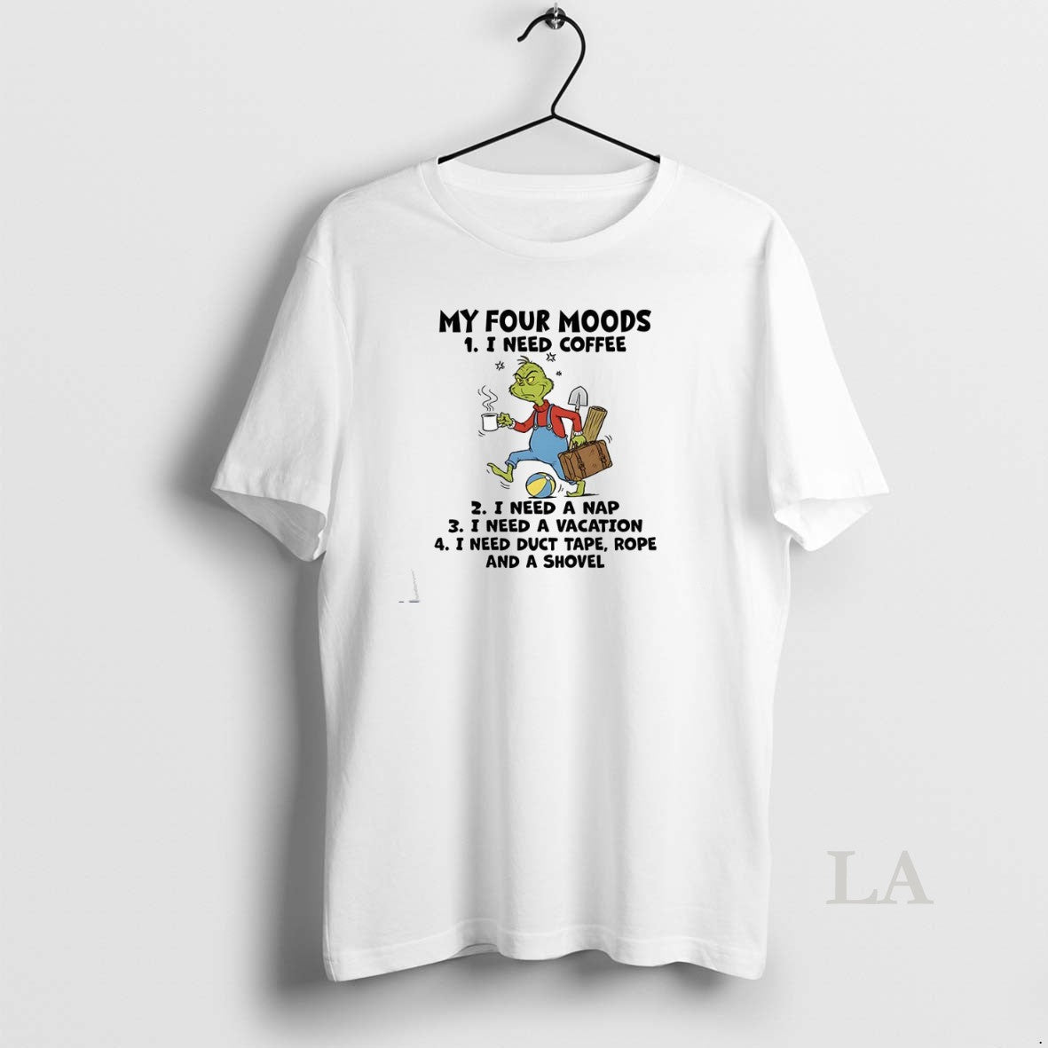 Original Grinch My Four Moods I Need Coffee A Nap - Adult & Kids T-Shirts, Sweatshirts & Hoodies apparel design preview 1