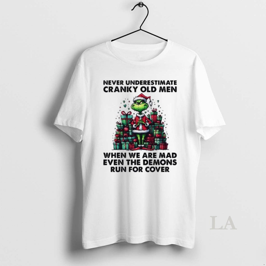Original Grinch Never Underestimate Cranky Old Men - Adult & Kids T-Shirts, Sweatshirts & Hoodies apparel design preview 1