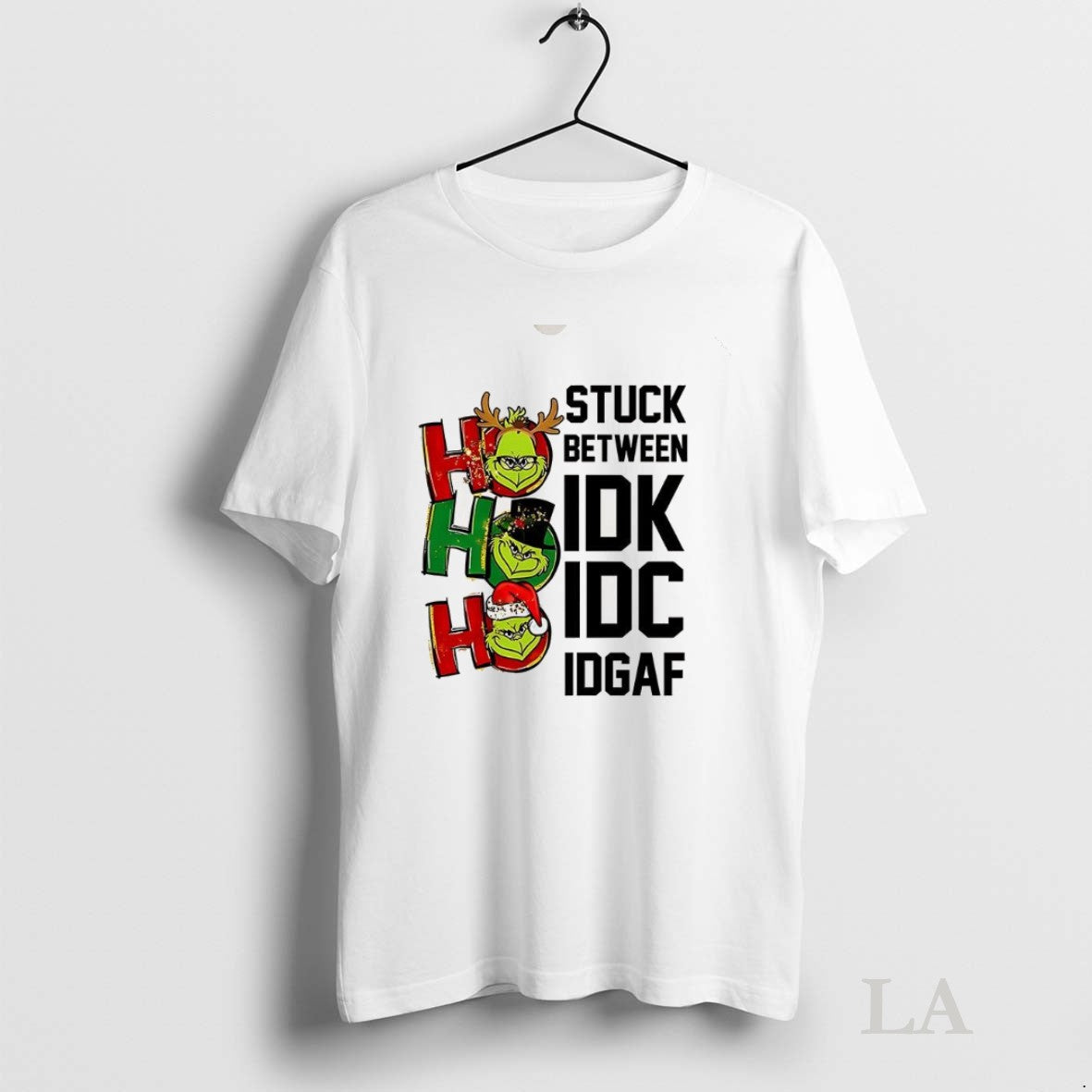 Original Grinch Stuck Between Idk Idc Idgaf Christmas - Adult & Kids T-Shirts, Sweatshirts & Hoodies apparel design preview 1