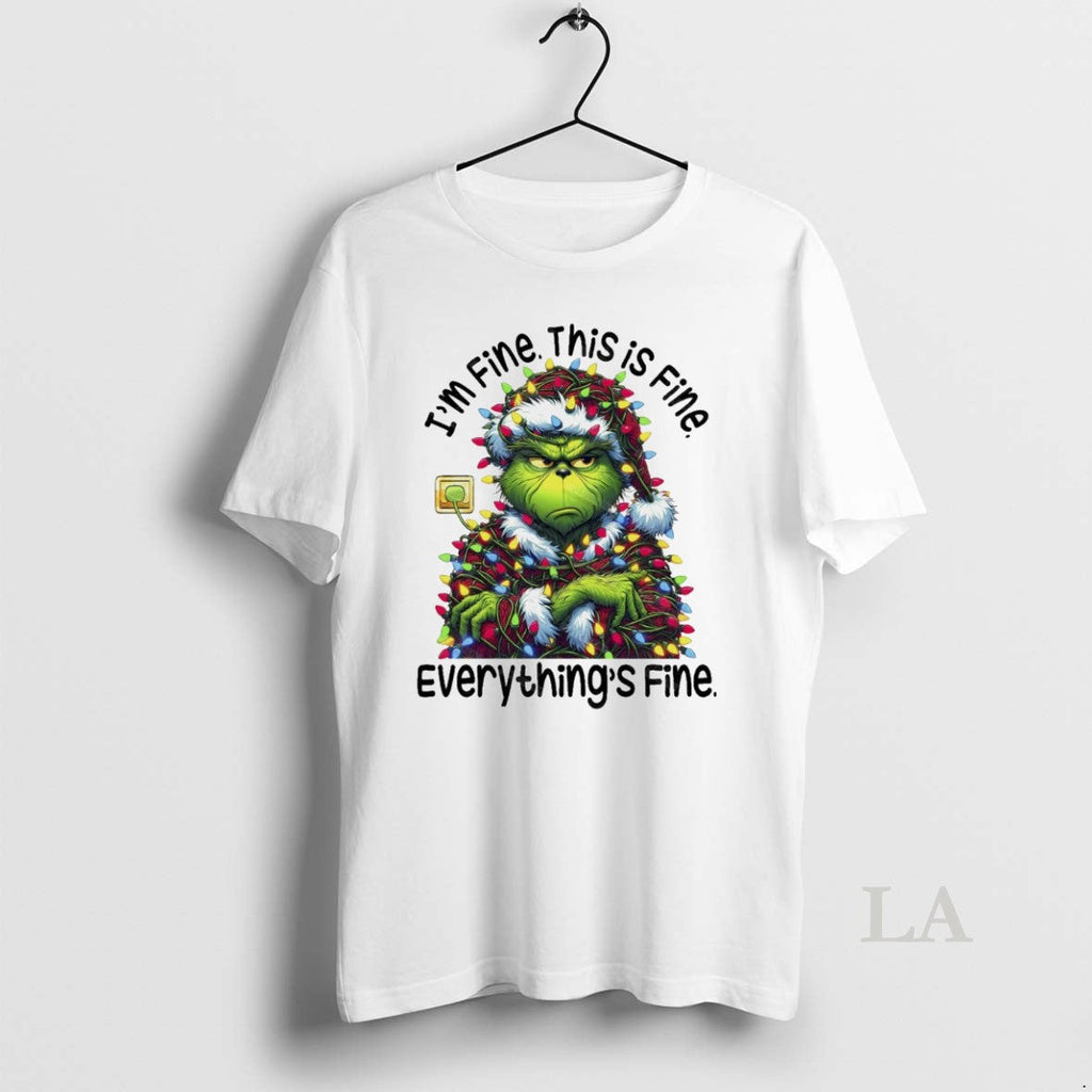Original Grinchmas Lights Sarcastic Im Fine This Is - Adult & Kids T-Shirts, Sweatshirts & Hoodies apparel design preview 1