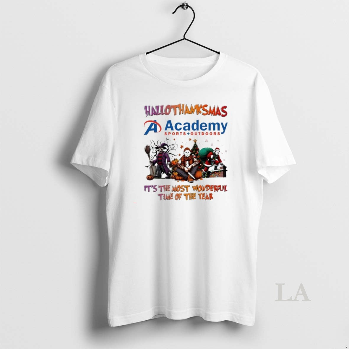 Original Hallothanksmas Characters Vs Academy Sports - Adult & Kids T-Shirts, Sweatshirts & Hoodies apparel design preview 1