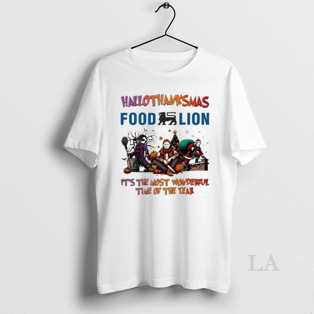 Original Hallothanksmas Characters Vs Food Lion Its - Adult & Kids T-Shirts, Sweatshirts & Hoodies apparel design preview 1