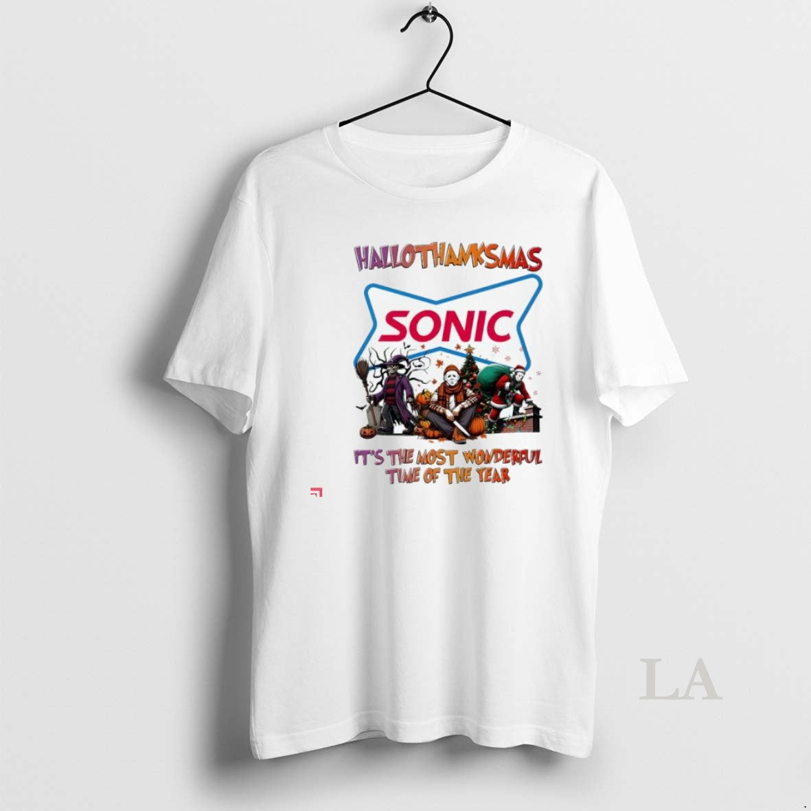 Original Hallothanksmas Characters Vs Sonic Drive In - Adult & Kids T-Shirts, Sweatshirts & Hoodies apparel design preview 1