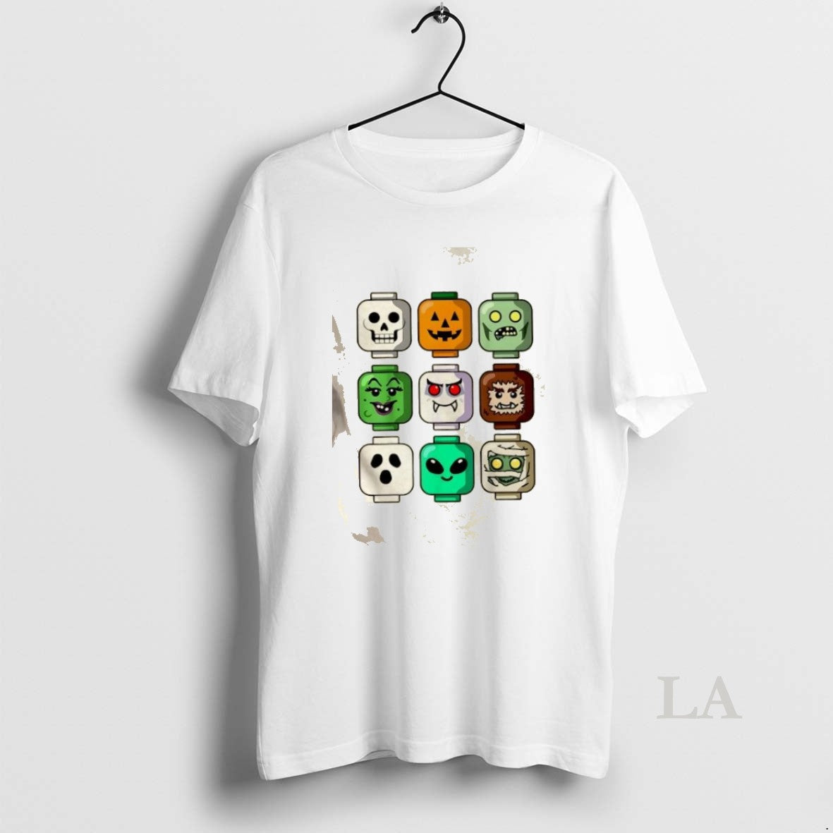 Original Halloween Building Brick Head Pumpkin Ghost - Adult & Kids T-Shirts, Sweatshirts & Hoodies apparel design preview 1