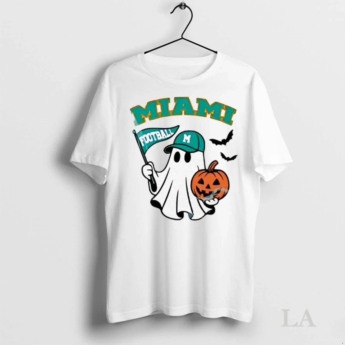 Original Halloween Ghost Miami Dolphins Football Flag - Adult & Kids T-Shirts, Sweatshirts & Hoodies apparel design preview 1