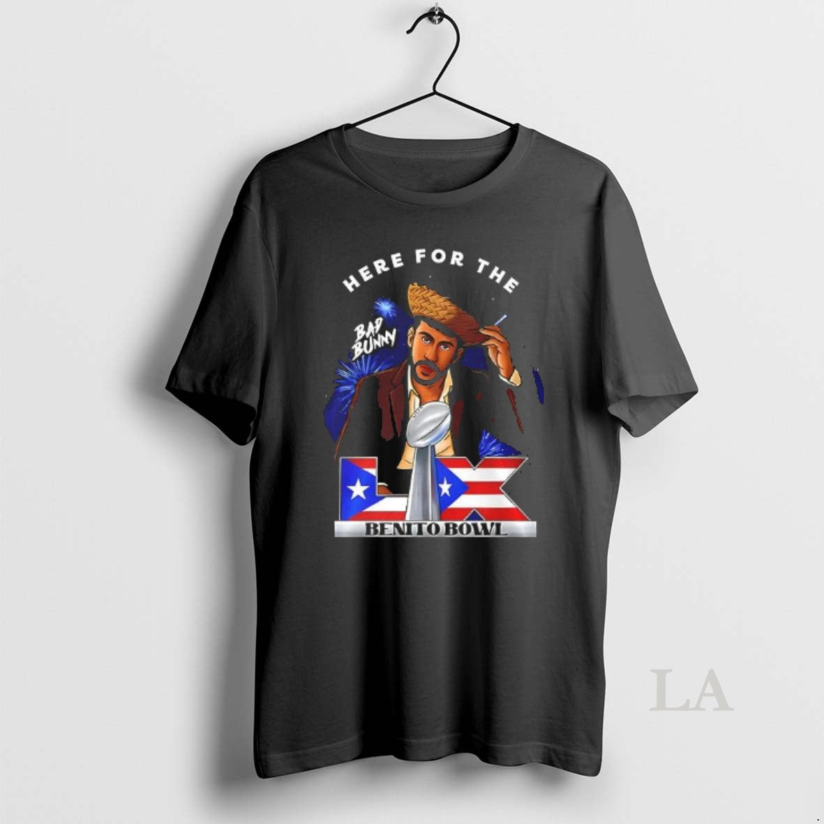 Original Here For The Bad Bunny Benito Bowl Lix - Adult & Kids T-Shirts, Sweatshirts & Hoodies apparel design preview 1