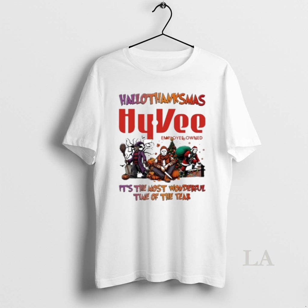 Original Hyvee Horror Film Hallothanksmas Its The - Adult & Kids T-Shirts, Sweatshirts & Hoodies apparel design preview 1