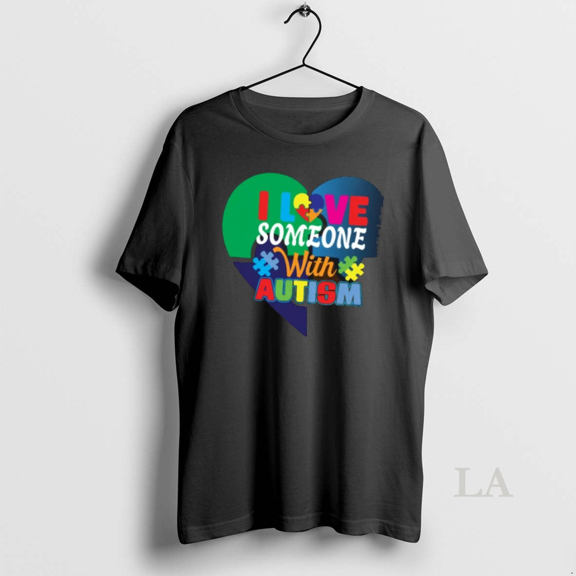 Original I Love Someone With Autism Heart Qy2ewj7c8x - Adult & Kids T-Shirts, Sweatshirts & Hoodies apparel design preview 1