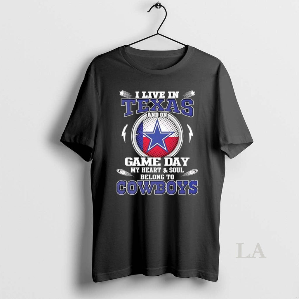 Original I Live In Texas And On Game Day My Heart - Adult & Kids T-Shirts, Sweatshirts & Hoodies apparel design preview 1