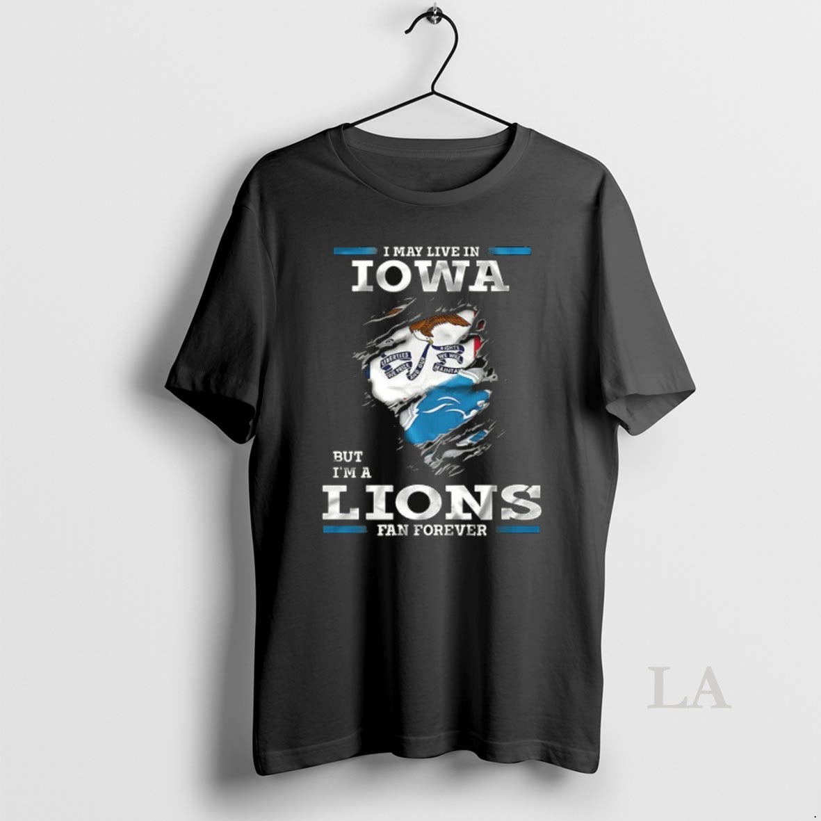 Original I May Live In Iowa But Im A Detroit Lions - Adult & Kids T-Shirts, Sweatshirts & Hoodies apparel design preview 1