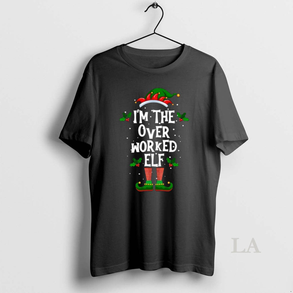 Original Im The Overworked Elf Christmas Xmas Pajama - Adult & Kids T-Shirts, Sweatshirts & Hoodies apparel design preview 1