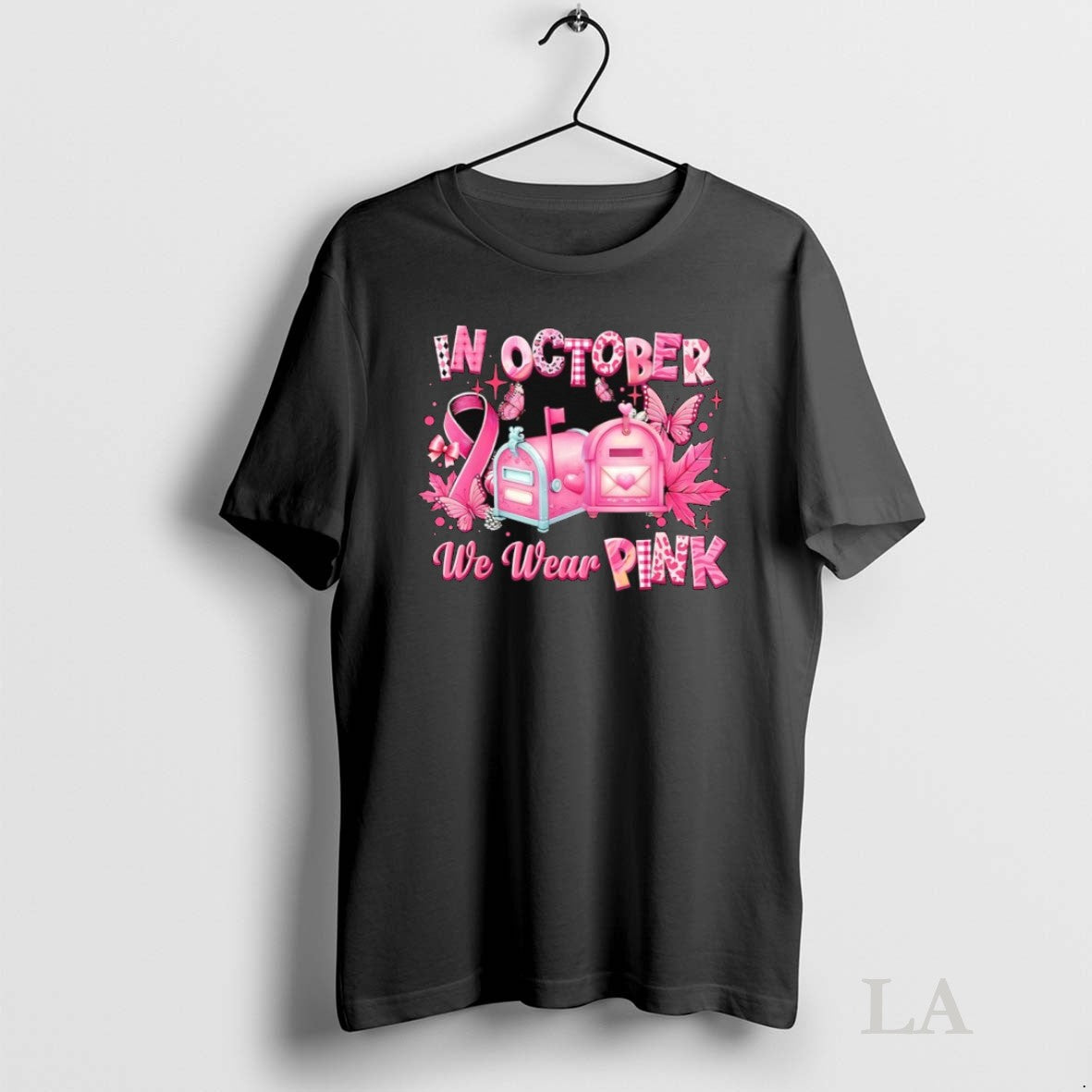 Original In October We Wear Pink Mail Box - Adult & Kids T-Shirts, Sweatshirts & Hoodies apparel design preview 1