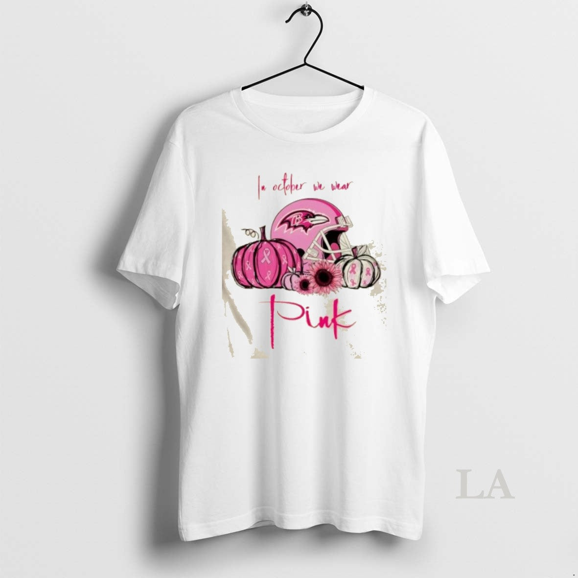 Original In October We Wear Pink Baltimore Ravens - Adult & Kids T-Shirts, Sweatshirts & Hoodies apparel design preview 1